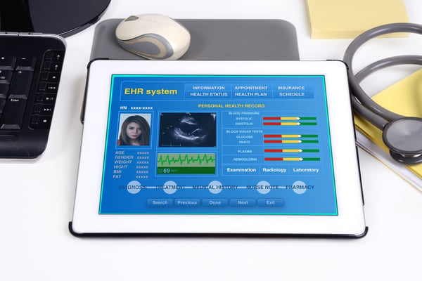 electronic health records accessible to patient and doctor on tablet