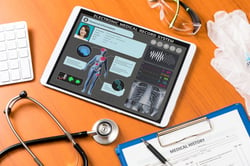 radiology information systems on a tablet showing patient infromation